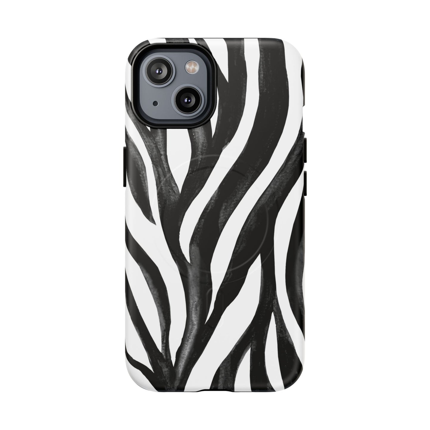 Wild Lines Zebra Stripe Tough Magnetic Phone Case — Black & White Protective Cover
