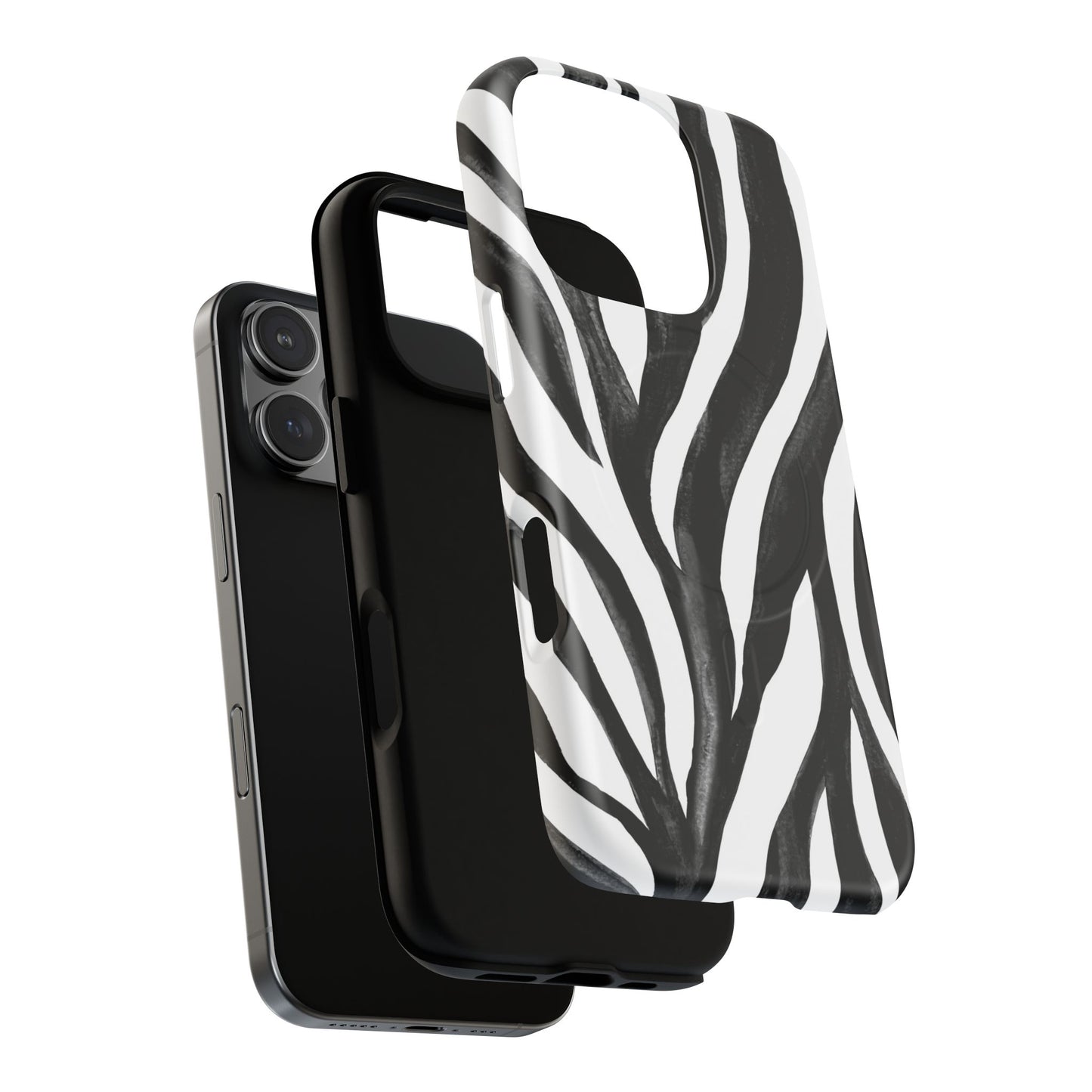 Wild Lines Zebra Stripe Tough Magnetic Phone Case — Black & White Protective Cover