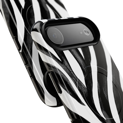 Wild Lines Zebra Stripe Tough Magnetic Phone Case — Black & White Protective Cover