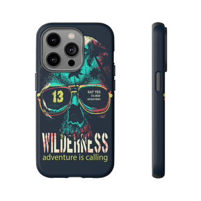 Wilderness Adventure Phone Case — 'Adventure Is Calling' Skull Sunglasses Design