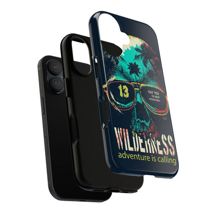 Wilderness Adventure Phone Case — 'Adventure Is Calling' Skull Sunglasses Design