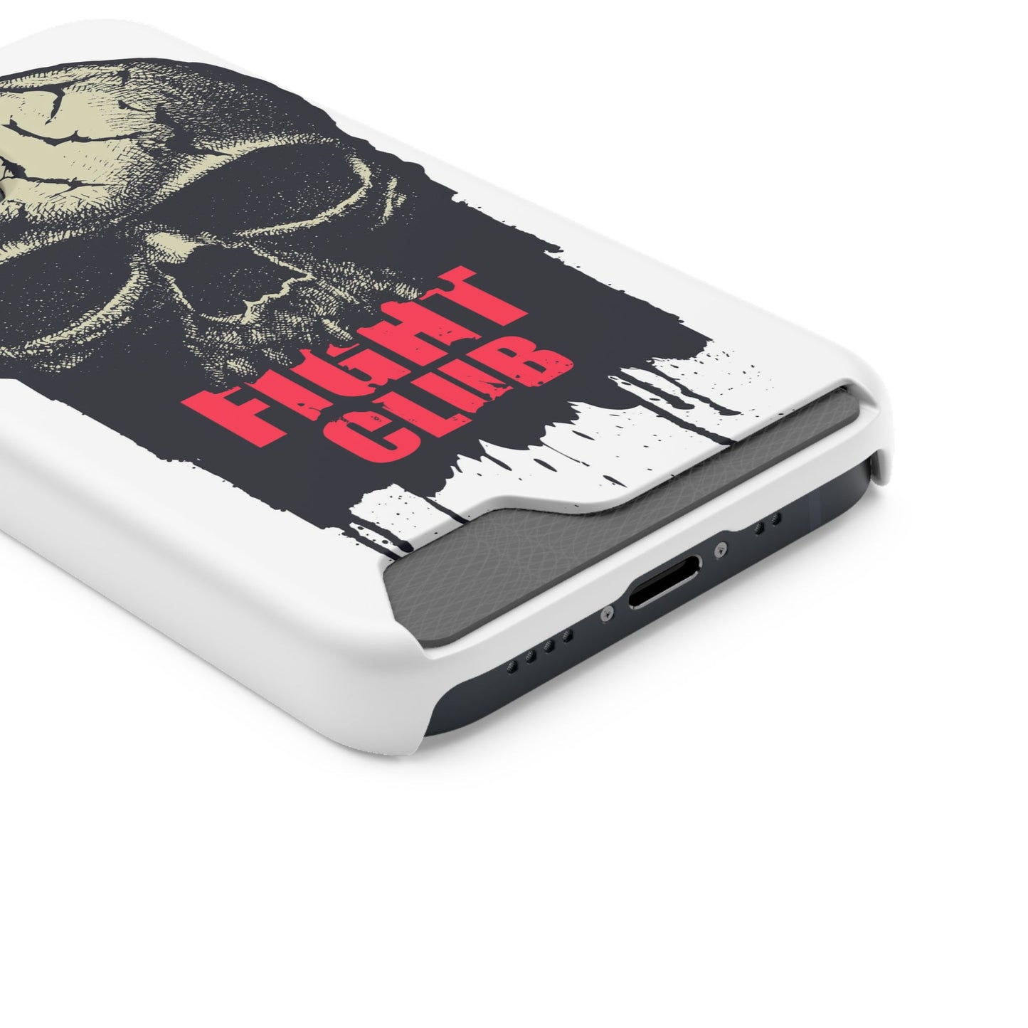 Fight Club Skull Phone Case with Card Holder — Bold Gothic Skull Design