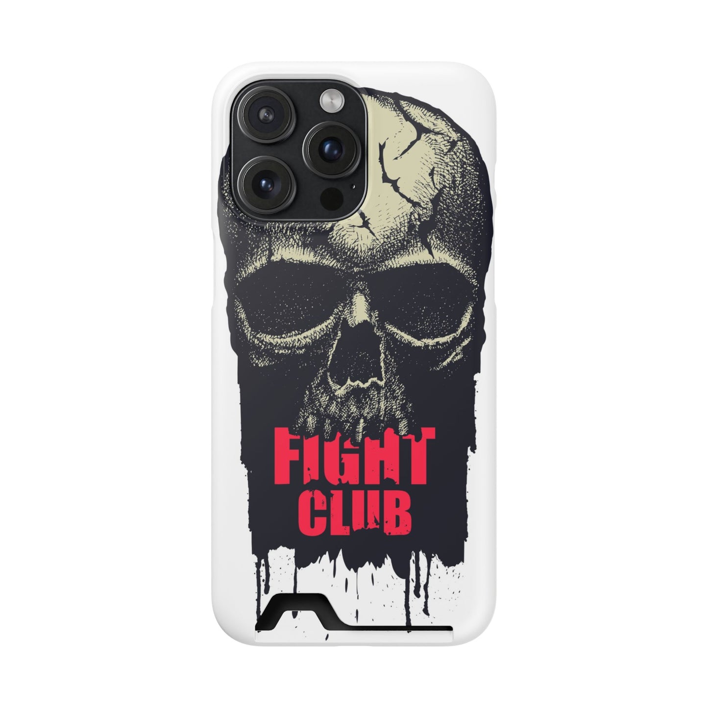Fight Club Skull Phone Case with Card Holder — Bold Gothic Skull Design