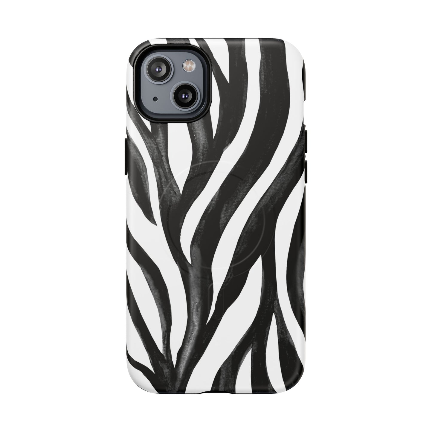 Wild Lines Zebra Stripe Tough Magnetic Phone Case — Black & White Protective Cover