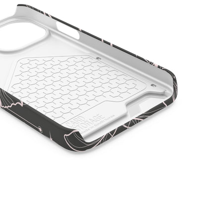 Mystic Skull Dark Aesthetic Phone Case with Card Holder — Gothic Crystal & Feather Design Luxury Cover