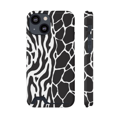 Animal Print Phone Case — Zebra & Giraffe Edition with Card Holder — Slim, Stylish, MagSafe