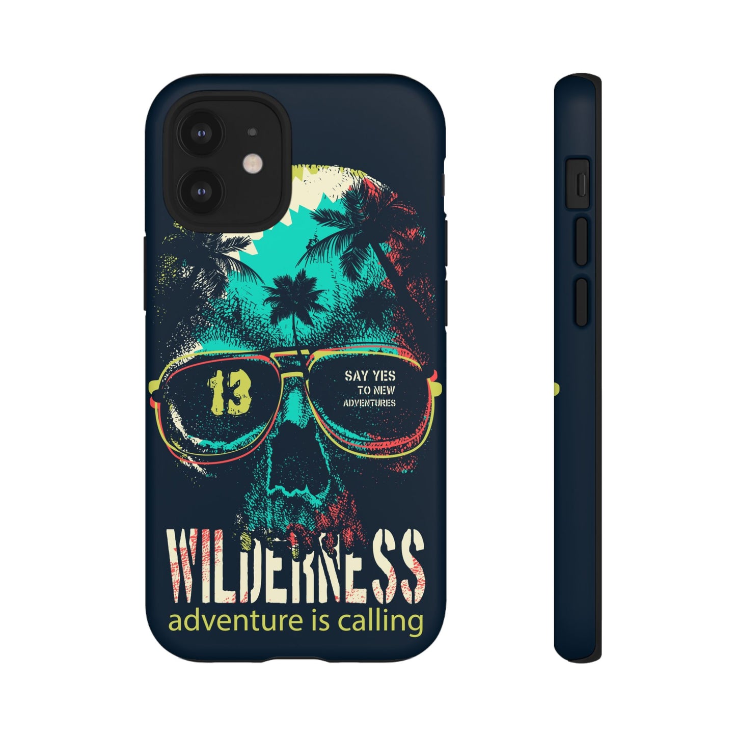 Wilderness Adventure Phone Case — 'Adventure Is Calling' Skull Sunglasses Design