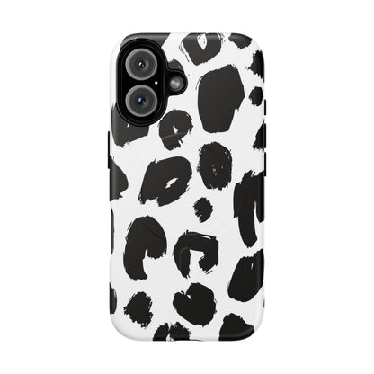 Ink Leopard Magnetic Phone Case — Black & White Animal Print Fashion Protective Cover