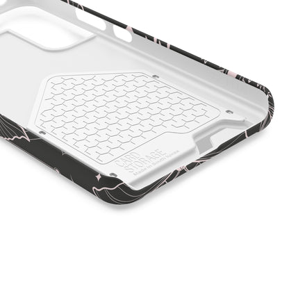 Mystic Skull Dark Aesthetic Phone Case with Card Holder — Gothic Crystal & Feather Design Luxury Cover