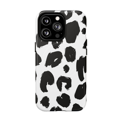 Ink Leopard Magnetic Phone Case — Black & White Animal Print Fashion Protective Cover