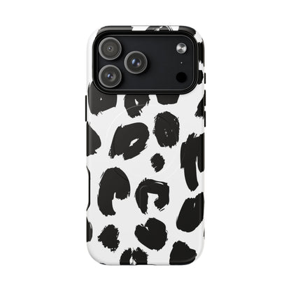 Ink Leopard Magnetic Phone Case — Black & White Animal Print Fashion Protective Cover