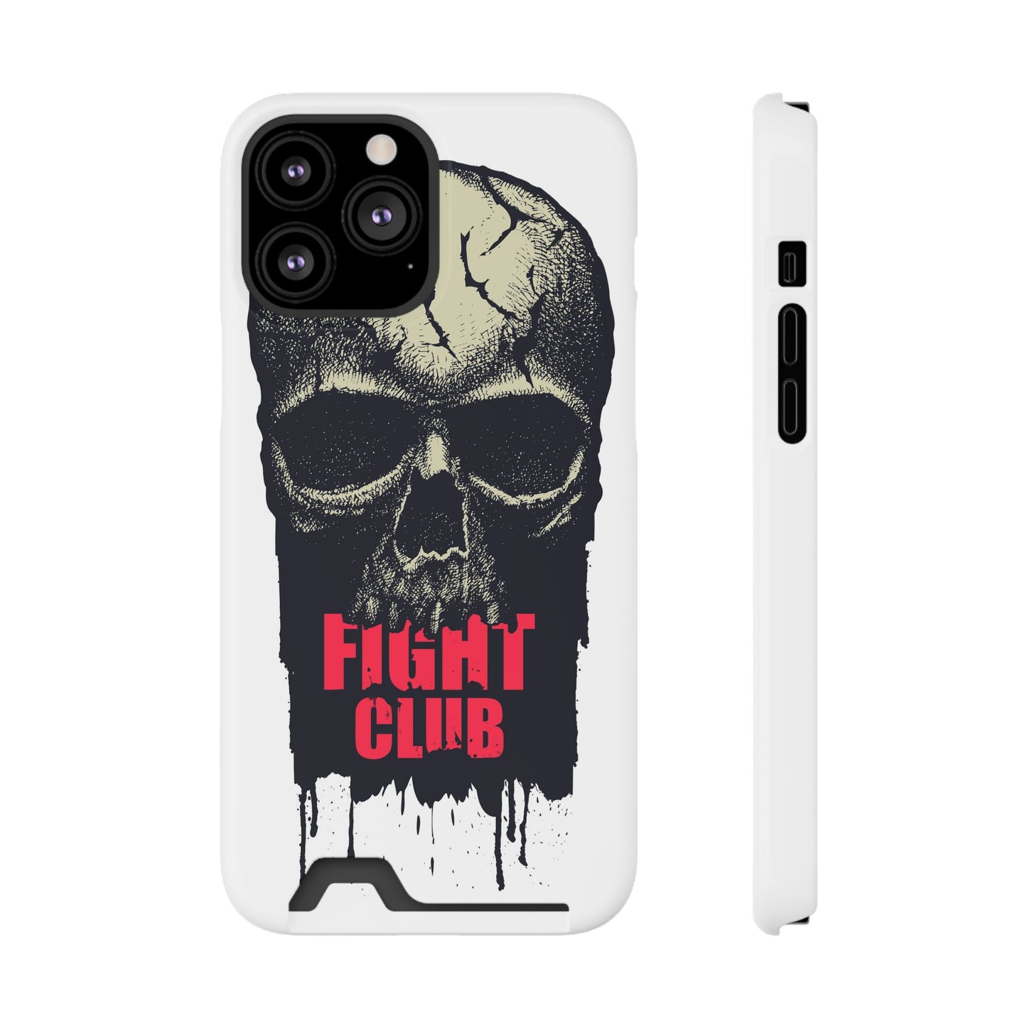 Fight Club Skull Phone Case with Card Holder — Bold Gothic Skull Design