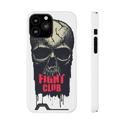 Fight Club Skull Phone Case with Card Holder — Bold Gothic Skull Design