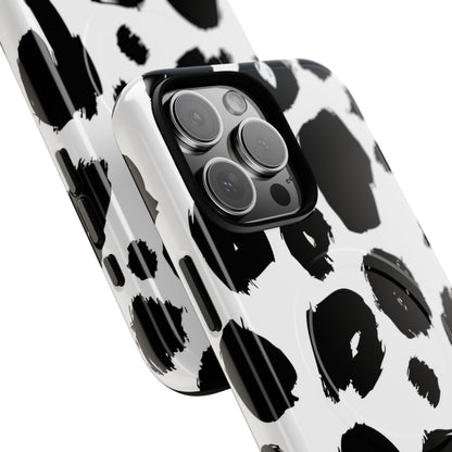 Ink Leopard Magnetic Phone Case — Black & White Animal Print Fashion Protective Cover