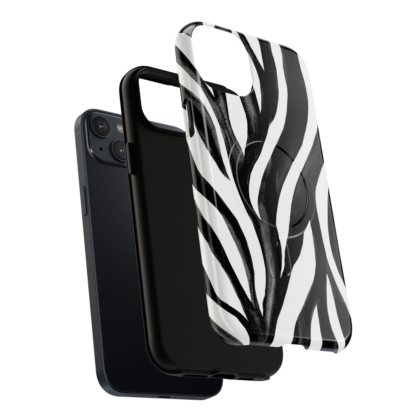 Wild Lines Zebra Stripe Tough Magnetic Phone Case — Black & White Protective Cover