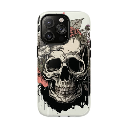 Dark Aura Skull & Roses iPhone Case – Gothic Floral Magnetic Protective Cover