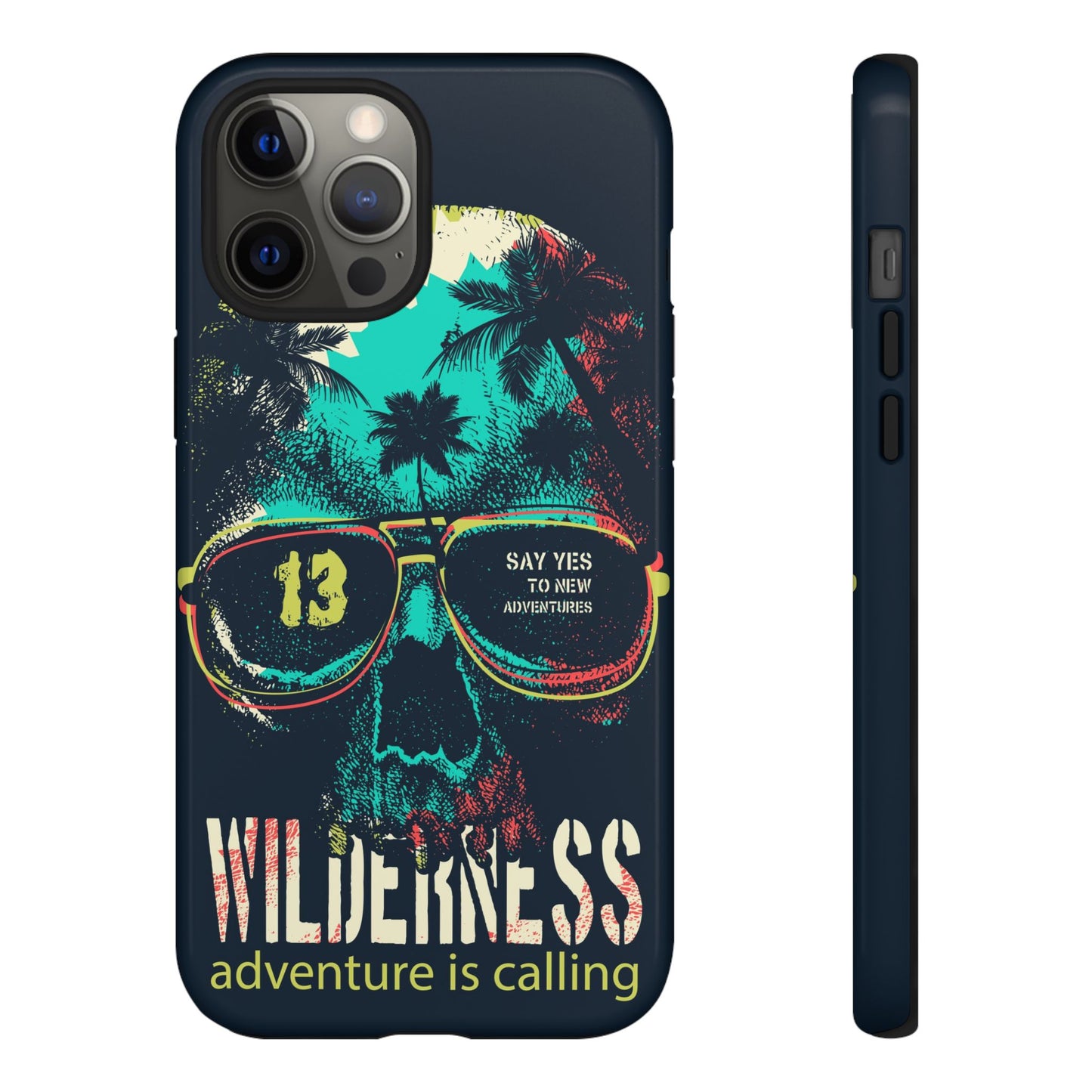 Wilderness Adventure Phone Case — 'Adventure Is Calling' Skull Sunglasses Design