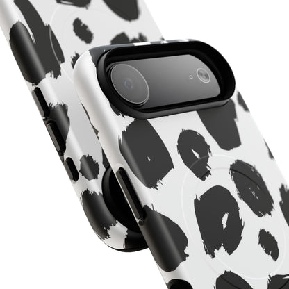 Ink Leopard Magnetic Phone Case — Black & White Animal Print Fashion Protective Cover