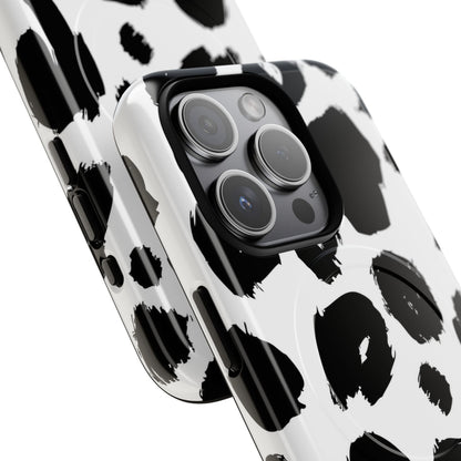 Ink Leopard Magnetic Phone Case — Black & White Animal Print Fashion Protective Cover