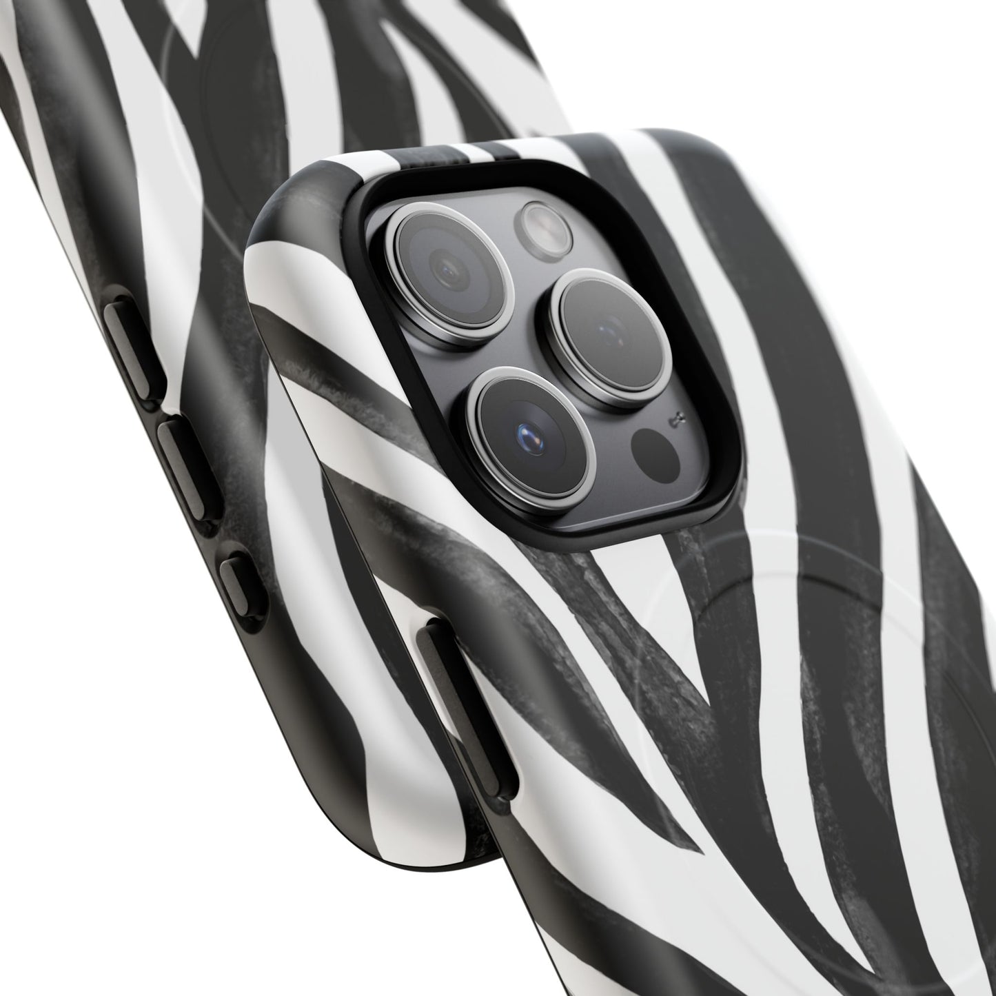 Wild Lines Zebra Stripe Tough Magnetic Phone Case — Black & White Protective Cover