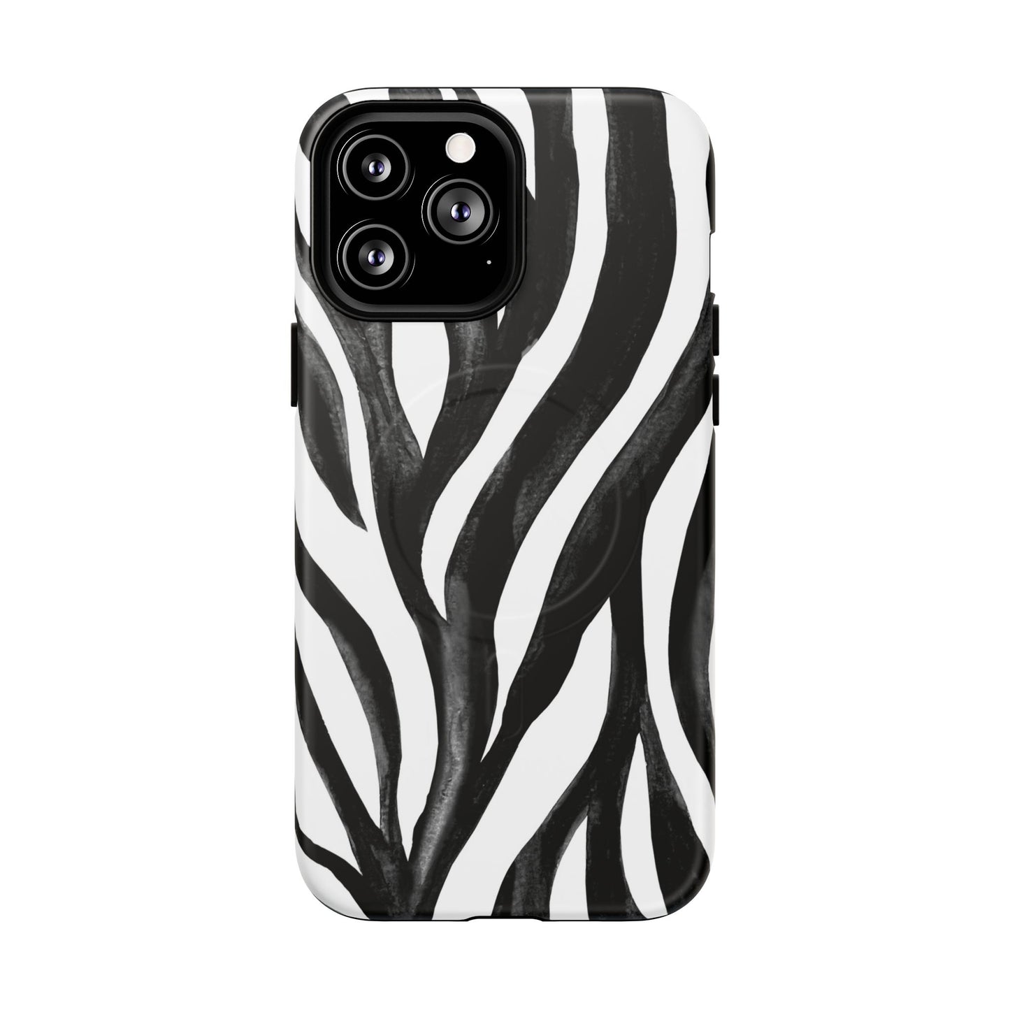 Wild Lines Zebra Stripe Tough Magnetic Phone Case — Black & White Protective Cover