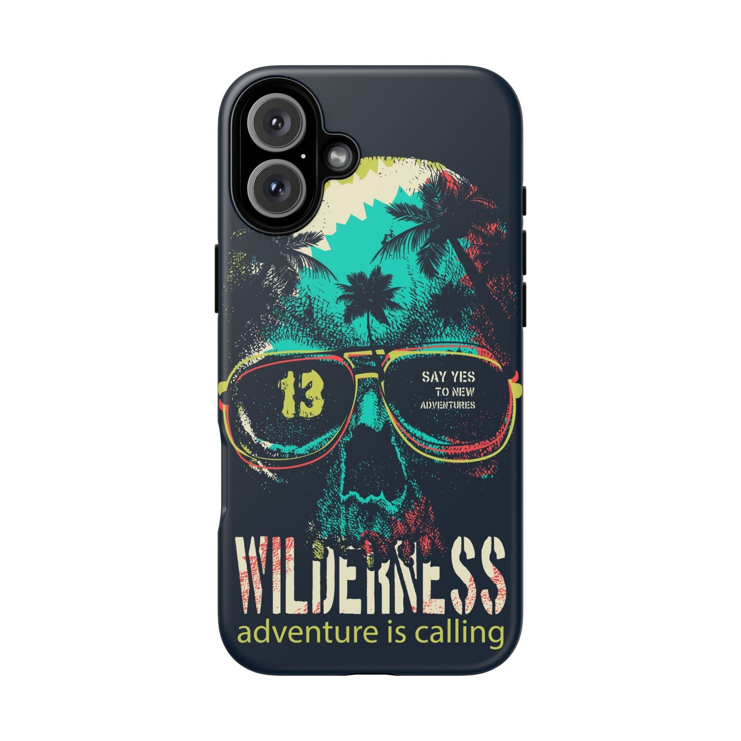 Wilderness Adventure Phone Case — 'Adventure Is Calling' Skull Sunglasses Design