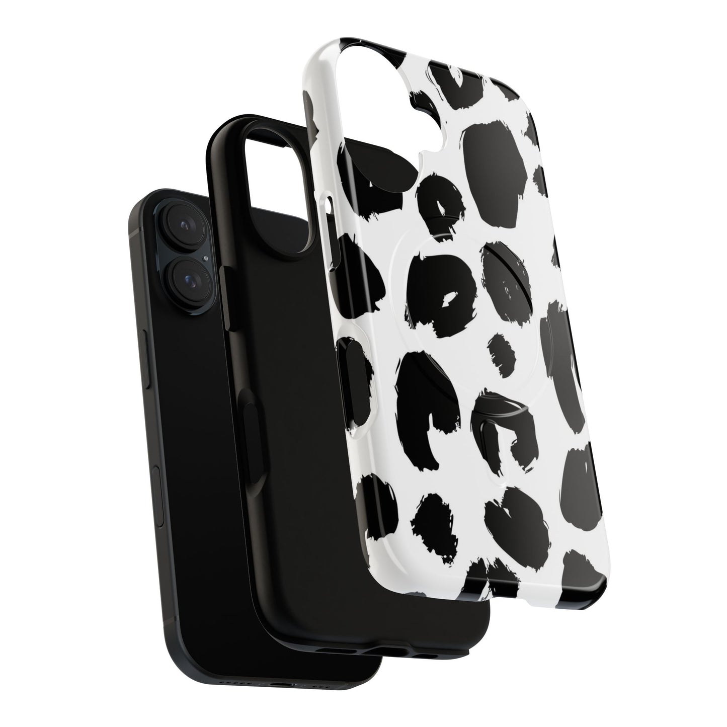 Ink Leopard Magnetic Phone Case — Black & White Animal Print Fashion Protective Cover