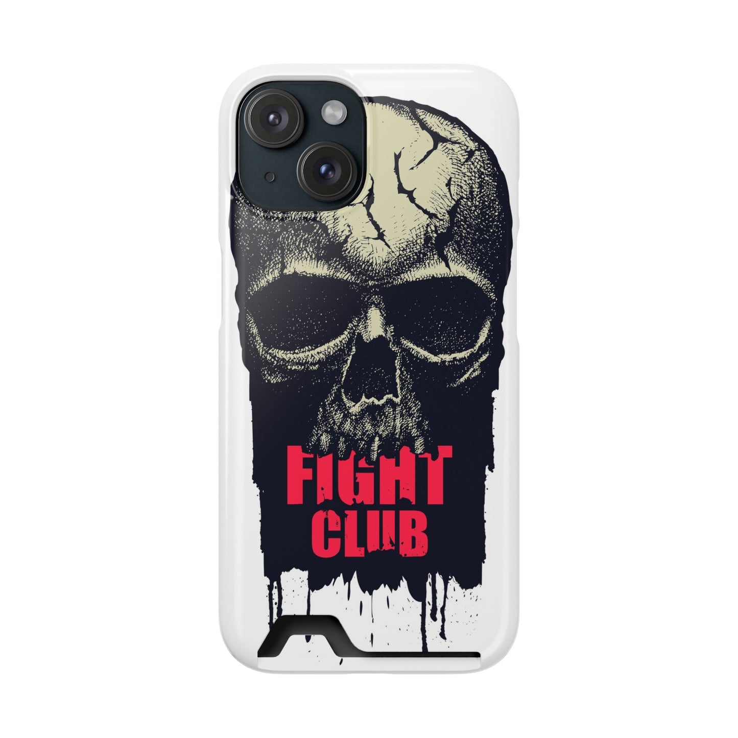 Fight Club Skull Phone Case with Card Holder — Bold Gothic Skull Design