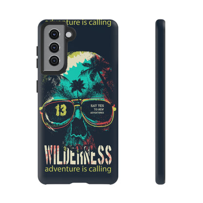 Wilderness Adventure Phone Case — 'Adventure Is Calling' Skull Sunglasses Design