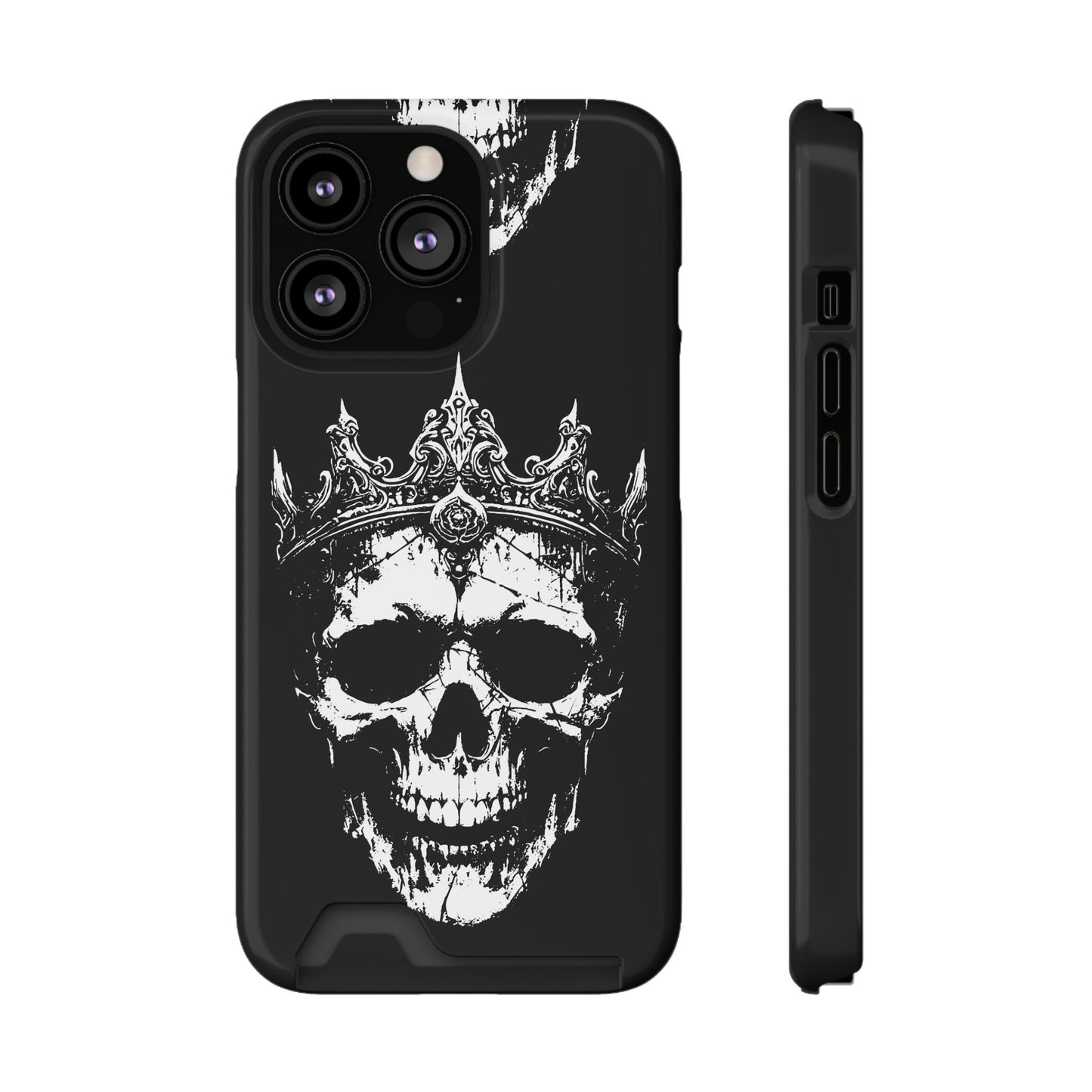 Crowned Chaos - Skull King Card-Holder Phone Case