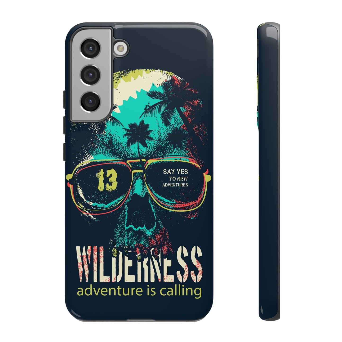 Wilderness Adventure Phone Case — 'Adventure Is Calling' Skull Sunglasses Design