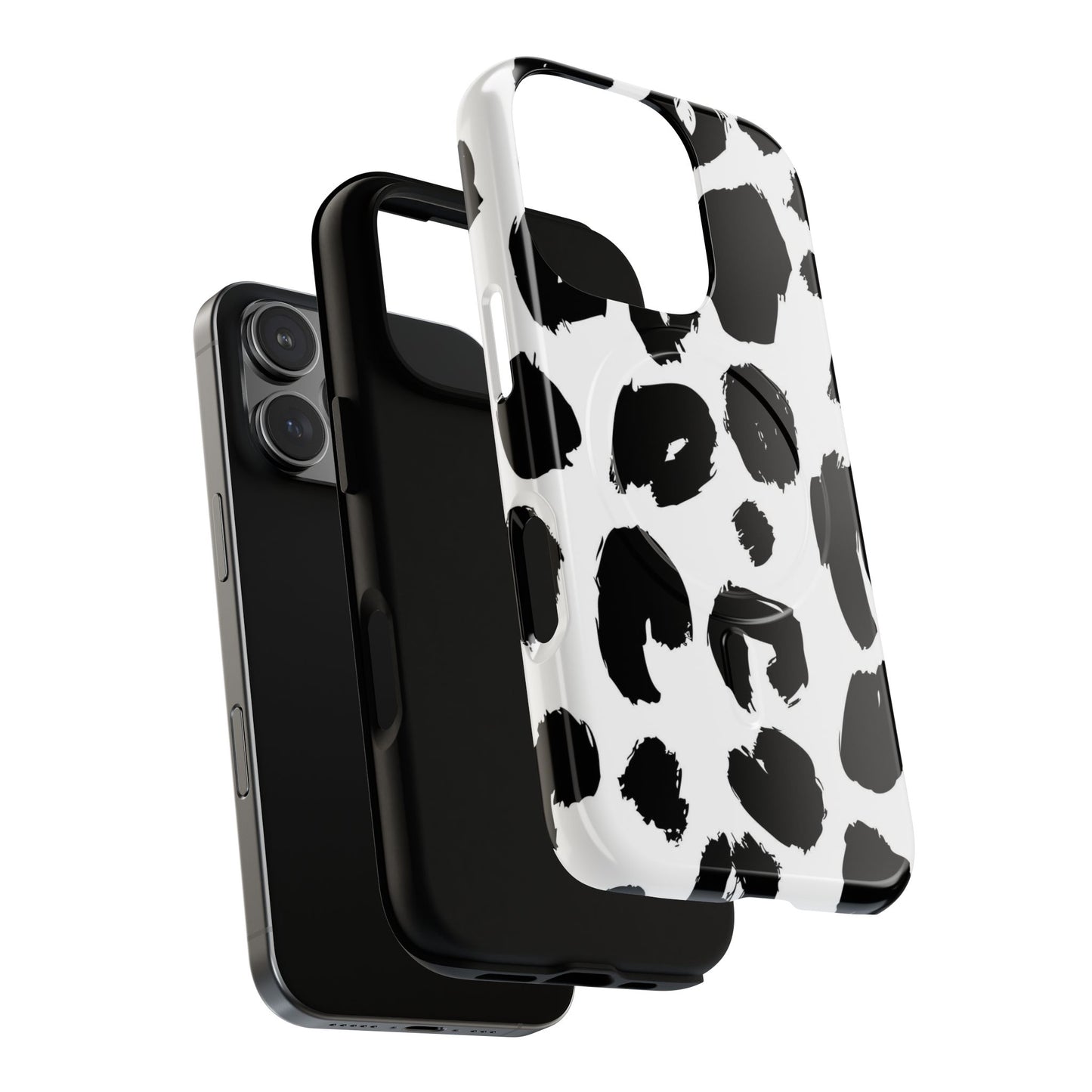 Ink Leopard Magnetic Phone Case — Black & White Animal Print Fashion Protective Cover