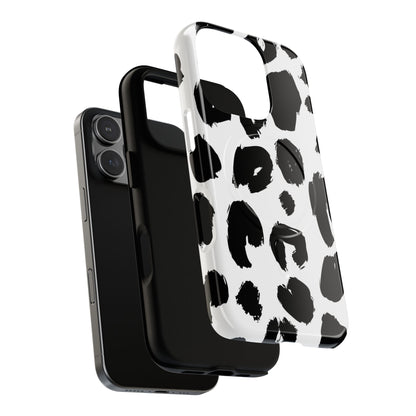 Ink Leopard Magnetic Phone Case — Black & White Animal Print Fashion Protective Cover