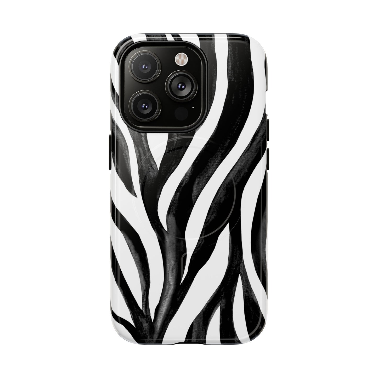 Wild Lines Zebra Stripe Tough Magnetic Phone Case — Black & White Protective Cover