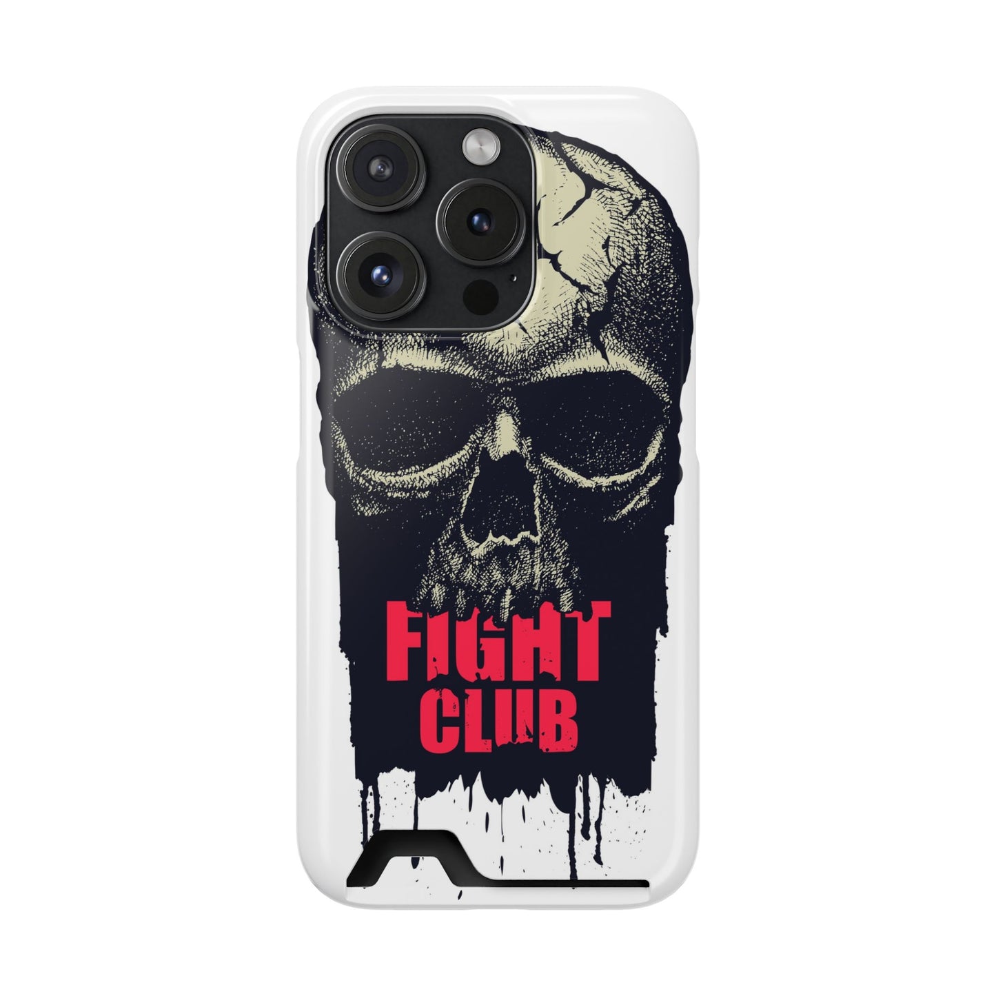 Fight Club Skull Phone Case with Card Holder — Bold Gothic Skull Design