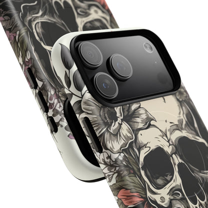 Dark Aura Skull & Roses iPhone Case – Gothic Floral Magnetic Protective Cover