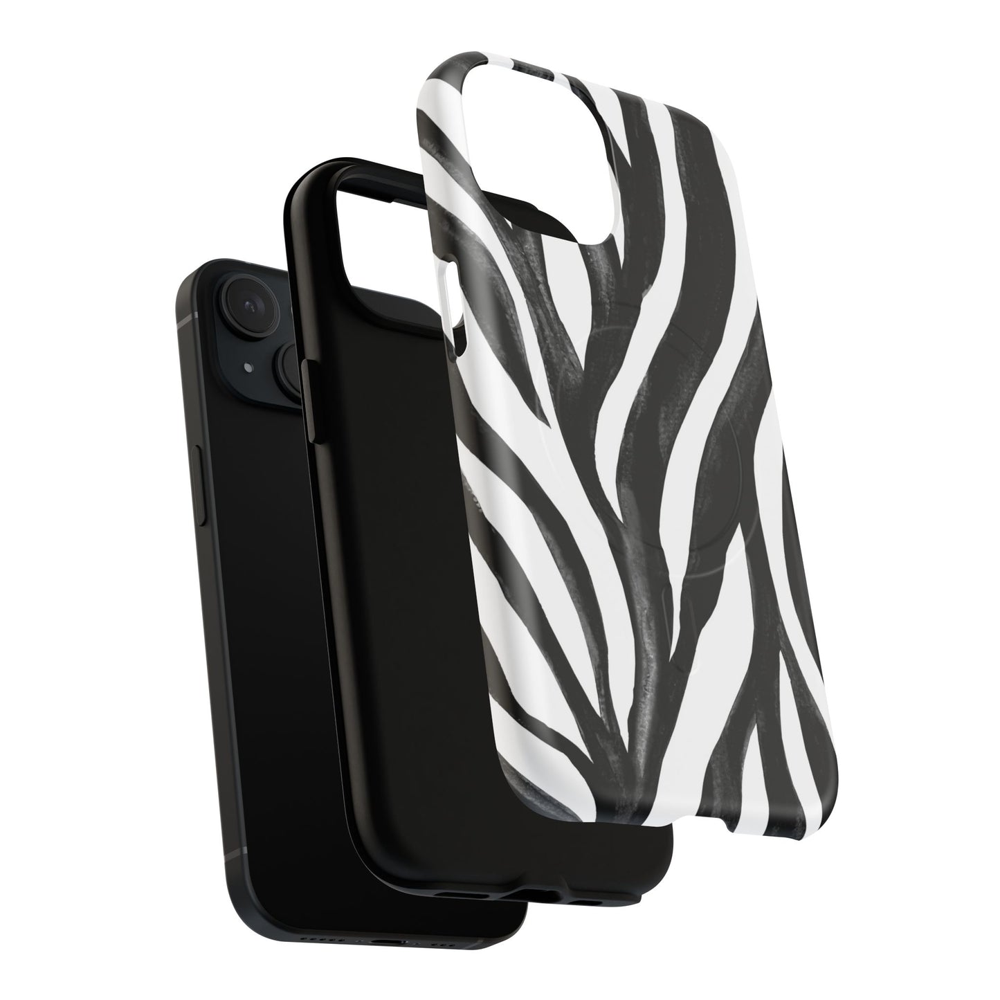 Wild Lines Zebra Stripe Tough Magnetic Phone Case — Black & White Protective Cover