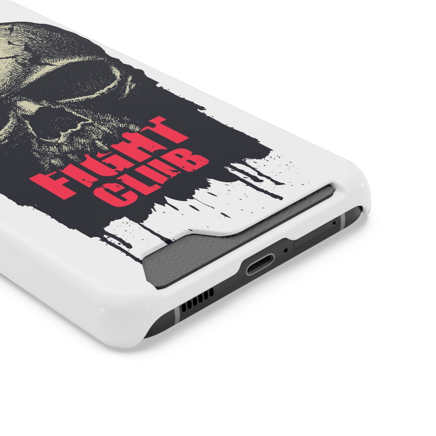 Fight Club Skull Phone Case with Card Holder — Bold Gothic Skull Design