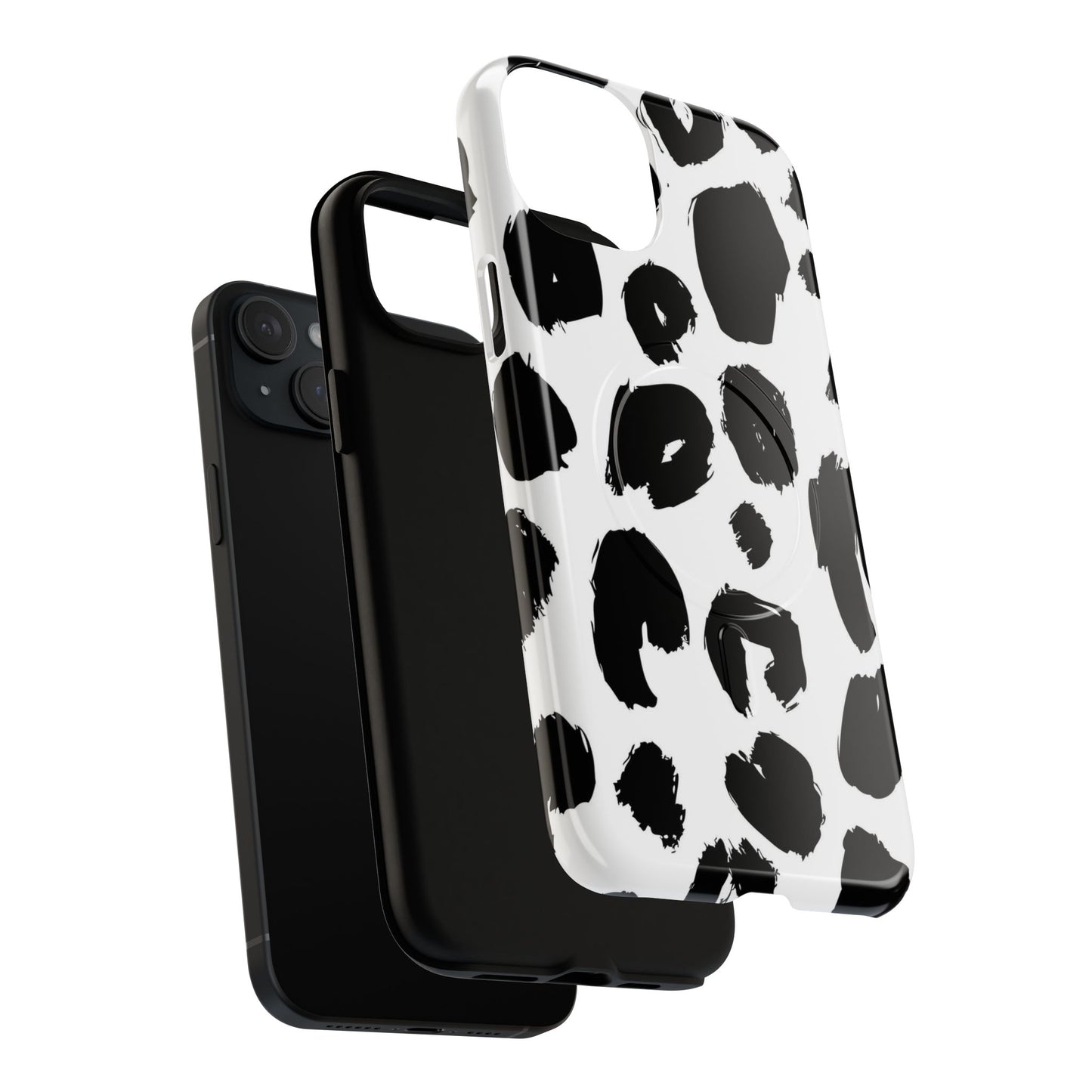 Ink Leopard Magnetic Phone Case — Black & White Animal Print Fashion Protective Cover