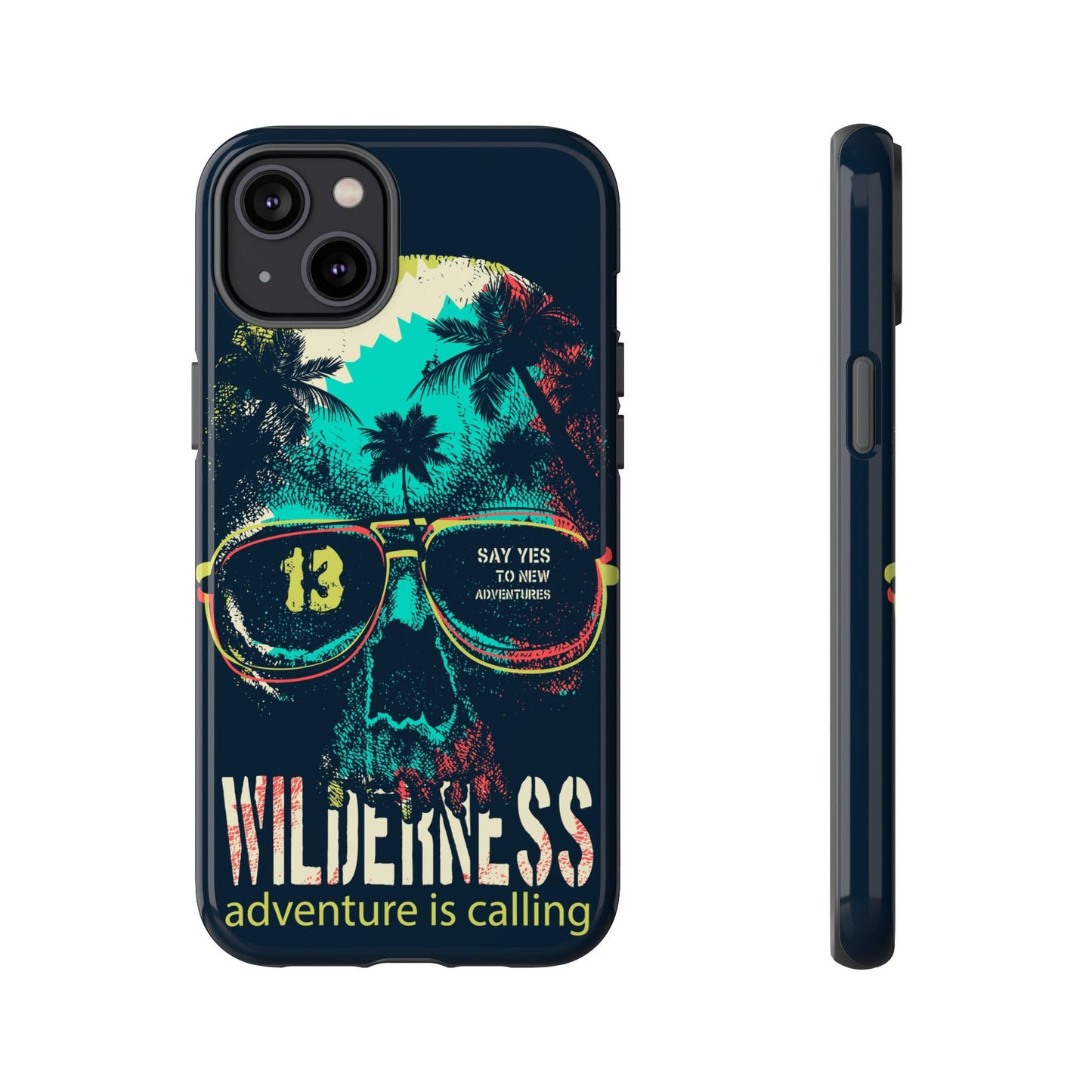 Wilderness Adventure Phone Case — 'Adventure Is Calling' Skull Sunglasses Design