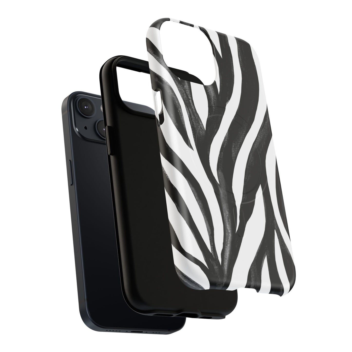 Wild Lines Zebra Stripe Tough Magnetic Phone Case — Black & White Protective Cover