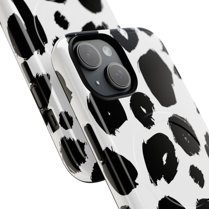 Ink Leopard Magnetic Phone Case — Black & White Animal Print Fashion Protective Cover