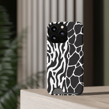 Animal Print Phone Case — Zebra & Giraffe Edition with Card Holder — Slim, Stylish, MagSafe