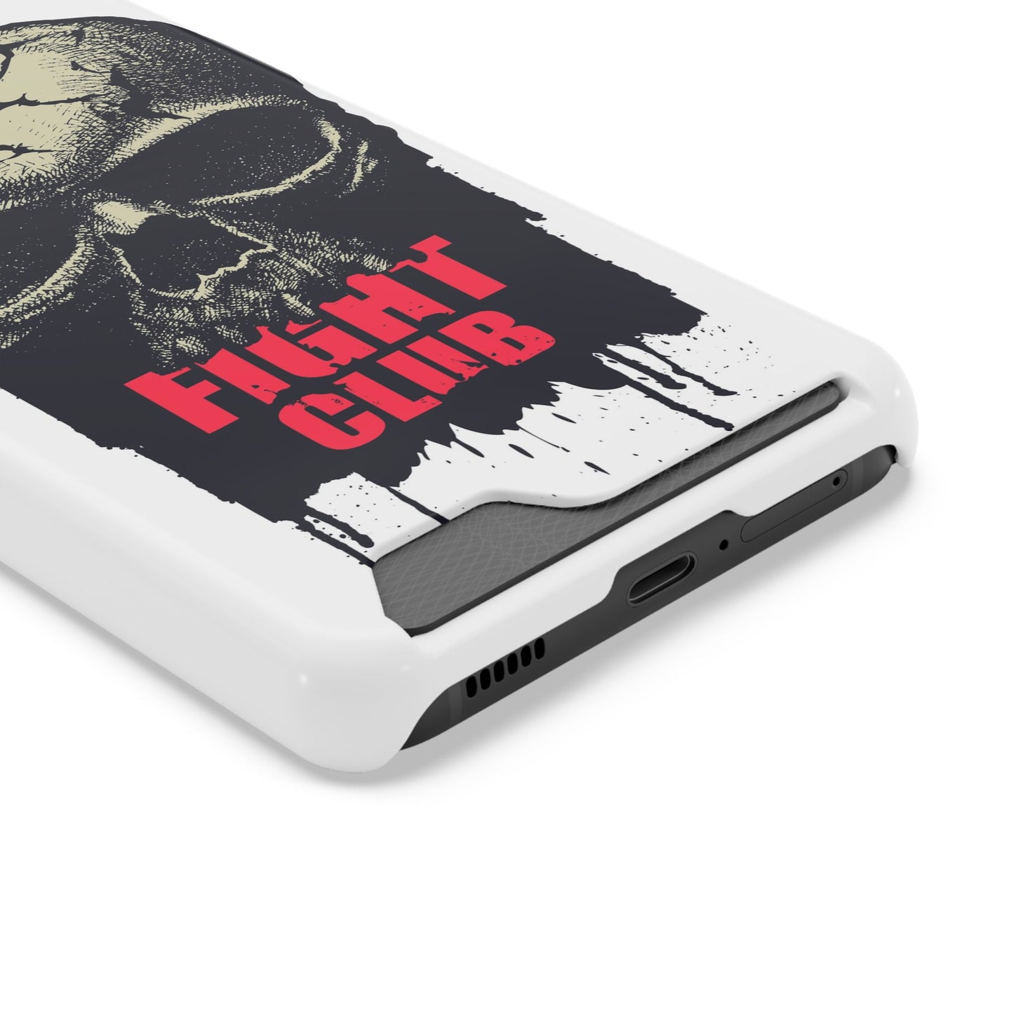 Fight Club Skull Phone Case with Card Holder — Bold Gothic Skull Design