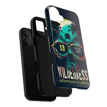 Wilderness Adventure Phone Case — 'Adventure Is Calling' Skull Sunglasses Design
