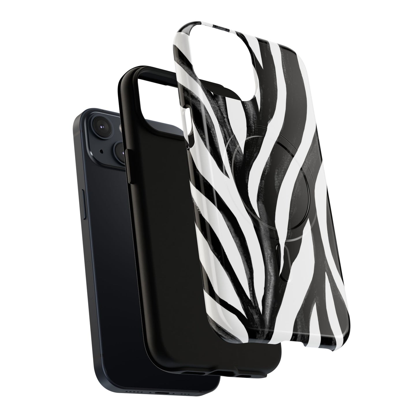 Wild Lines Zebra Stripe Tough Magnetic Phone Case — Black & White Protective Cover