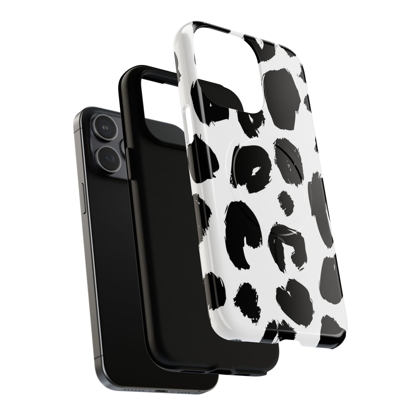 Ink Leopard Magnetic Phone Case — Black & White Animal Print Fashion Protective Cover