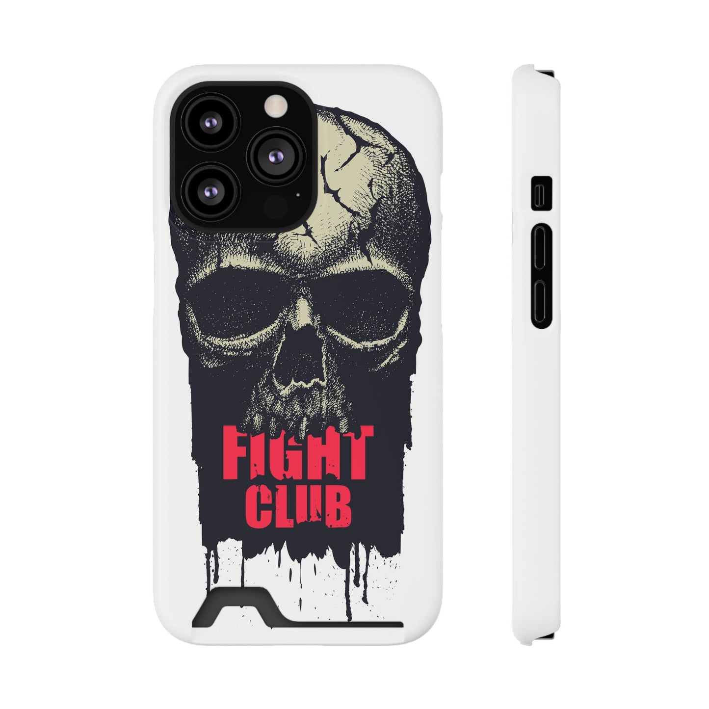 Fight Club Skull Phone Case with Card Holder — Bold Gothic Skull Design