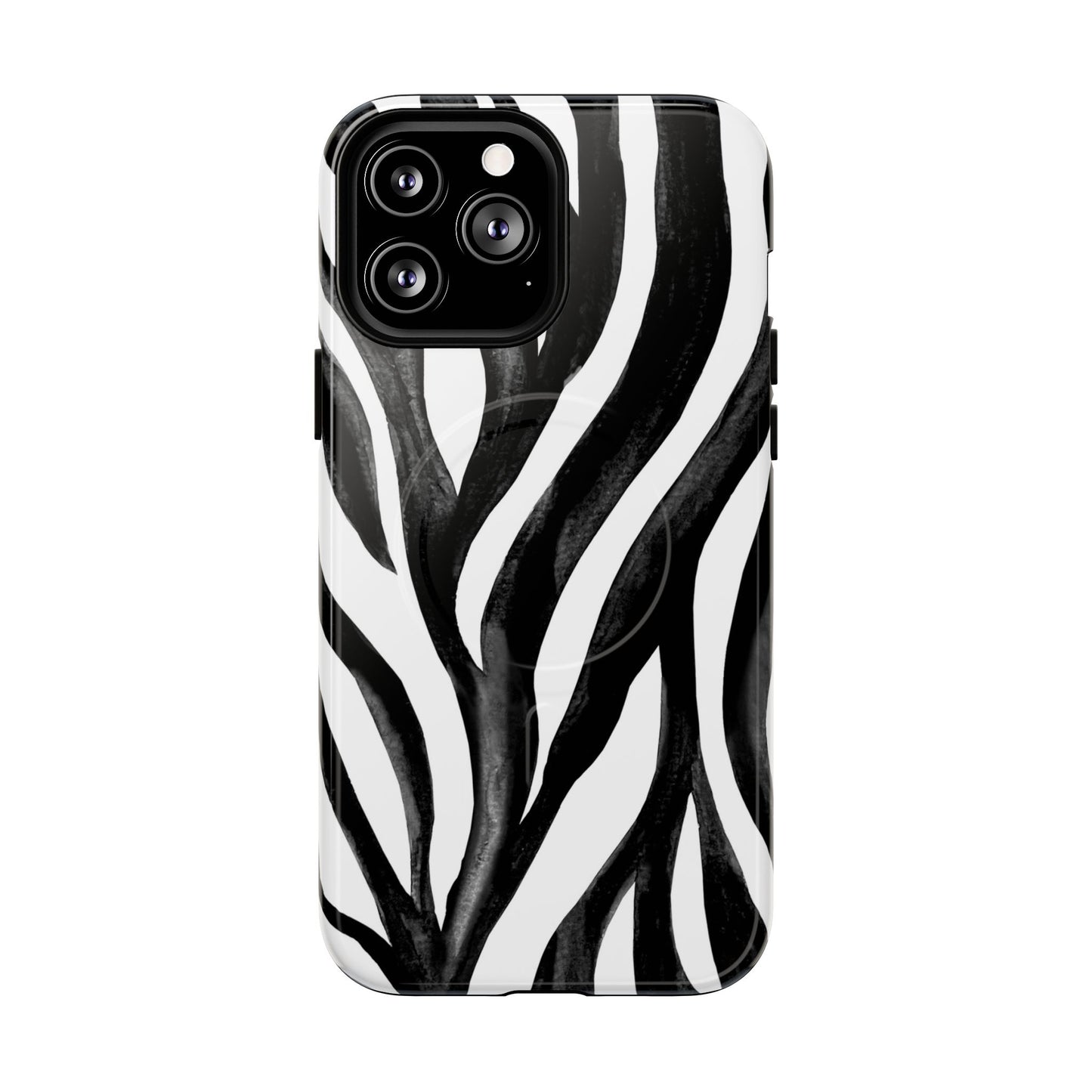 Wild Lines Zebra Stripe Tough Magnetic Phone Case — Black & White Protective Cover
