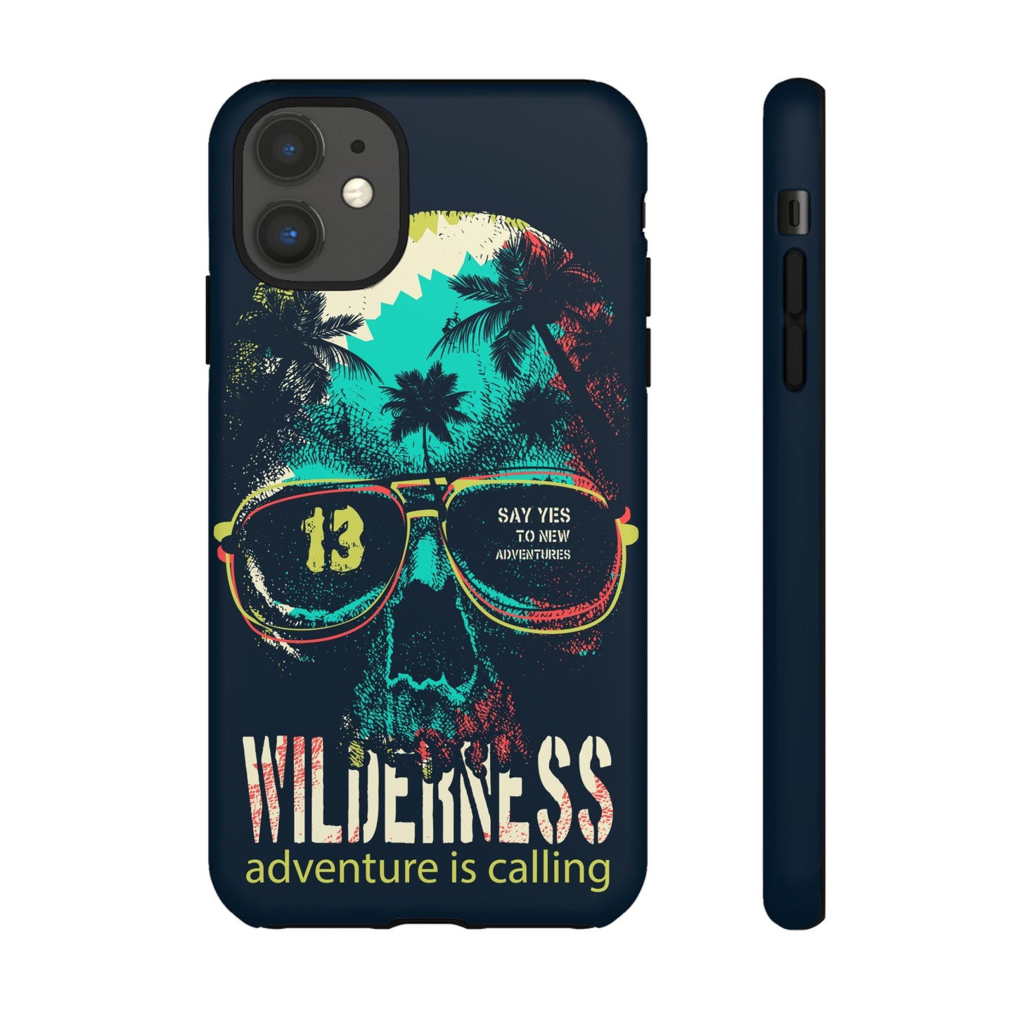 Wilderness Adventure Phone Case — 'Adventure Is Calling' Skull Sunglasses Design